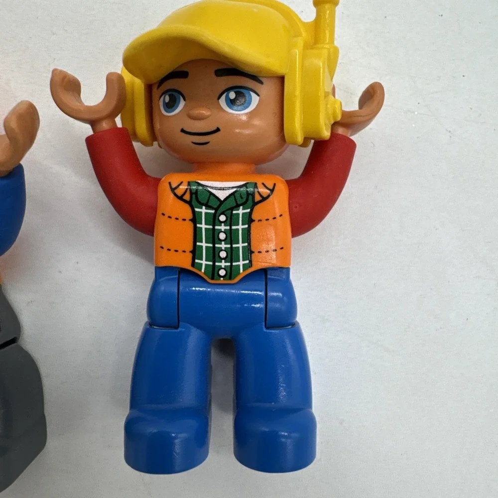 Lego Duplo Figure Pilot Airplane Helicopter Orange Vest And Construction